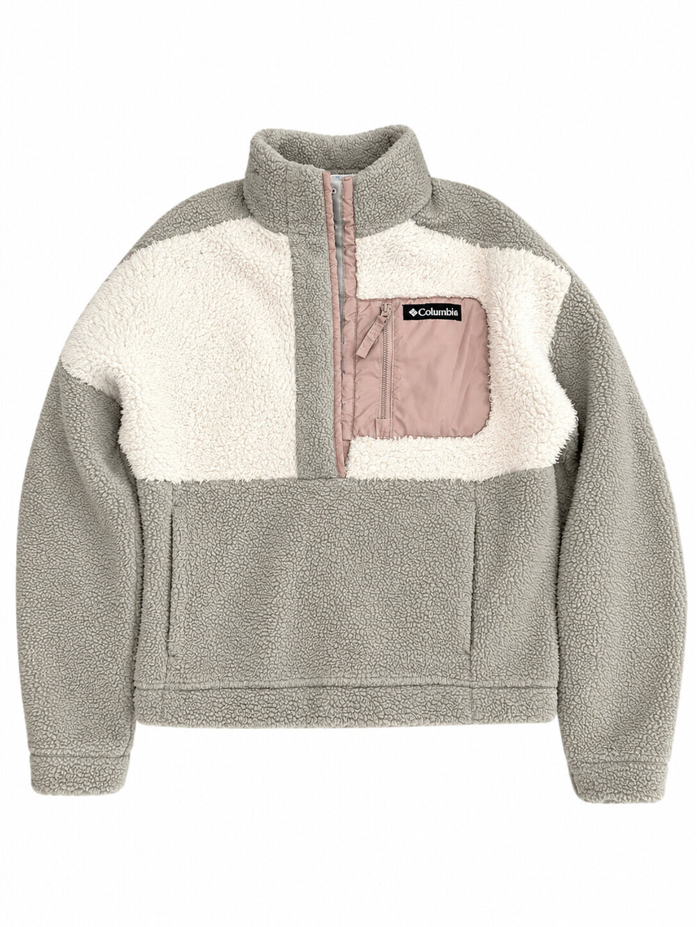 Columbia West Bend Sherpa Fleece Full Zip Jacket Women's XS Gray Cream Cozy